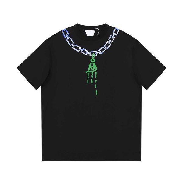 

letter necklace large classic printed short sleeve for women men t-shirt gu, White