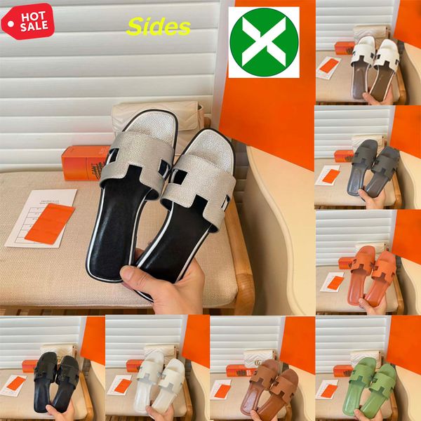 

2023 designer sandals oasis slippers classic flat woman flip flops suede leather oran sandal canvas exquisite ladies party shoes large size, Black