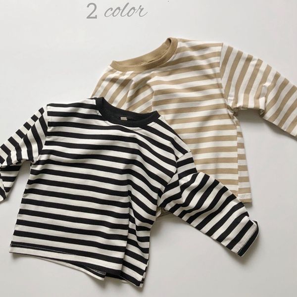 

t-shirts spring children clothing japan korean style autumn baby girls boys casual long sleeve striped cotton t-shirt kids pullover 230414, Blue