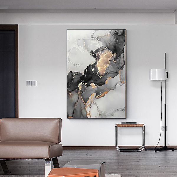 

gold black marble canvas poster modern abstract wall art painting nordic posters and prints wall pictures for living room decor