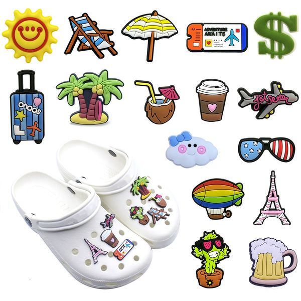 

shoe parts accessories high imitation 1pcs pvc charms cactus luggage sunglasses jet plane decoration for croc jibz kid s party 230414, White;pink