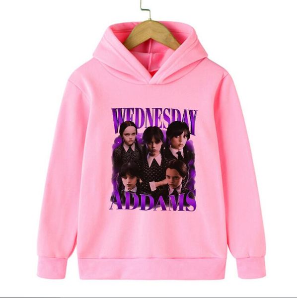 

2023 sweatshirt wednesday addams hoodie children i hate people cartoon clothes kid girl boy nevermore academy hoody baby top, Black