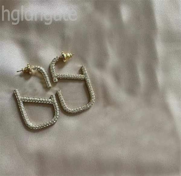 

zircons plated gold earrings diamonds designer earrings crystals studs round alloys fun hiphop letter gift iced out cute holiday luxury earr, Golden;silver