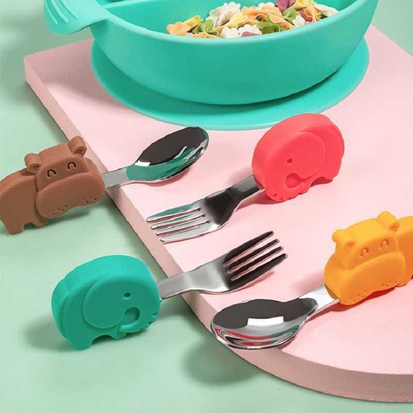 

cups dishes utensils baby gadgets tableware set children utensil stainless steel toddler dinnerware cutlery cartoon infant food feeding spoo