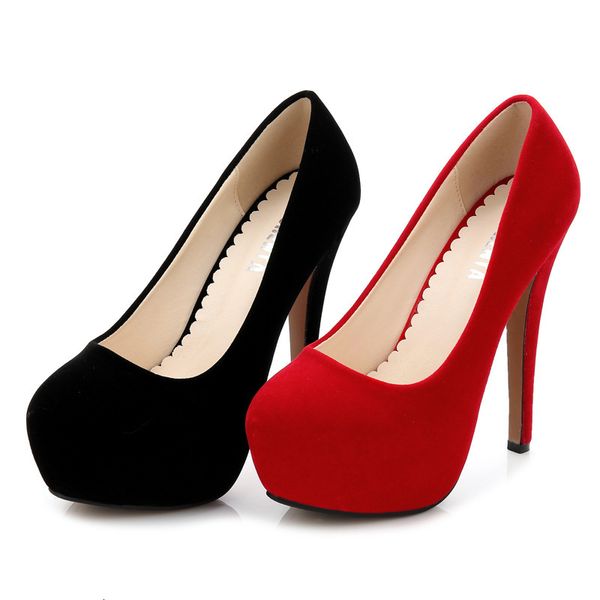 

dress shoes high heels platform pumps 14cm ladies party red stiletto 4cm waterproof women s size round toe fashion 230414, Black
