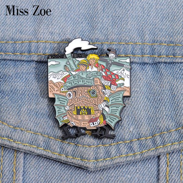 

howl sophie enamel pins custom castle brooches lapel badges cartoon calcifer movie jewelry gift for kids friends, Gray