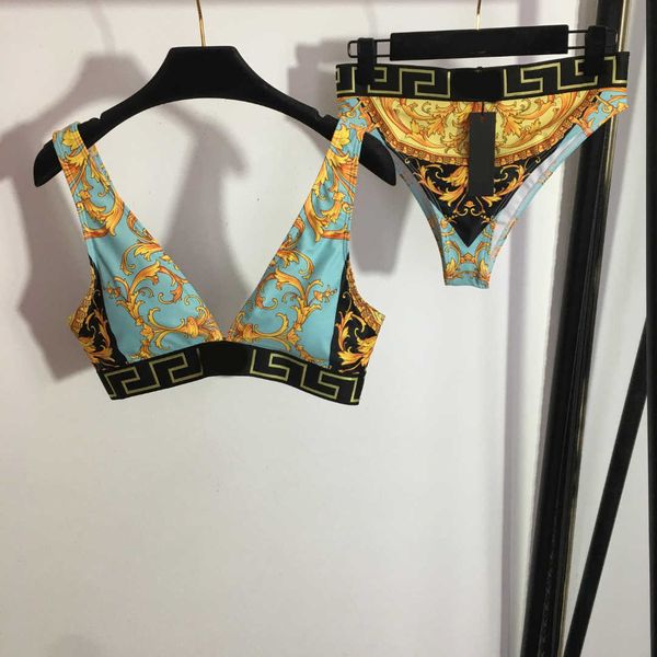 

23ss womens swimwear two-piece designer bikini new bikini two-piece swimsuit vintage color-matching floral print underwear briefs sets women, White;black