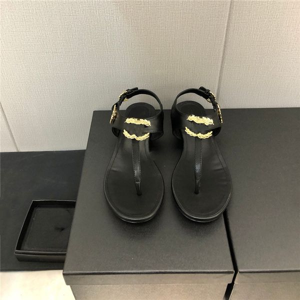 

summer popular women sandals 2023 channel luxury brand business dress wedding party leather high heels casual flat slipper 09-015, Black