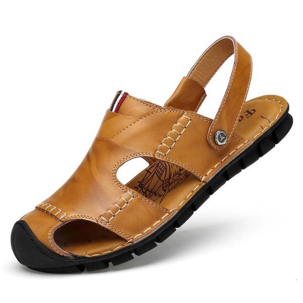 

sandals men's summer men shoes breathable walking beach slippers outdoor flat casual steamed bun sandals 230328, Black