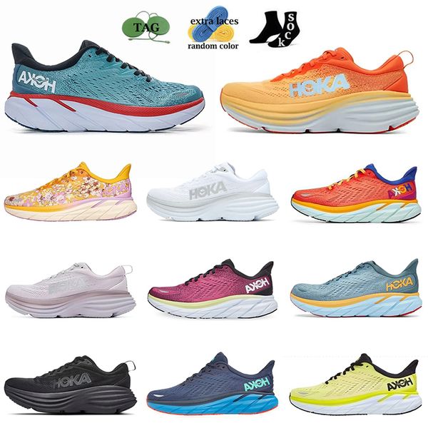 

hoka bondi 8 running shoes men women with socks triple black clifton 8 evening primrose amber yellow lilac marble sneakers trainers 36-45 wa