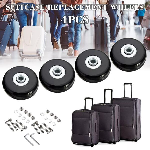 

bag parts accessories 4pcs replace wheels with screw for travel luggage suitcase wheels axles repair kit 40/45/50mm silent caster wheel diy, Black