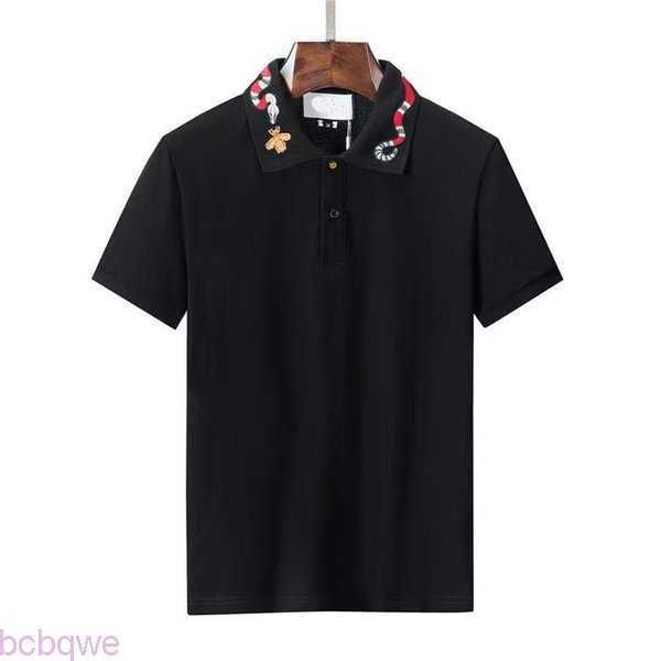 

polos fashion mens t-shirts men casual luxury t shirt embroidered tees medusa cotton snake pattern polo-shirt collar polo shirts asian size, White;black