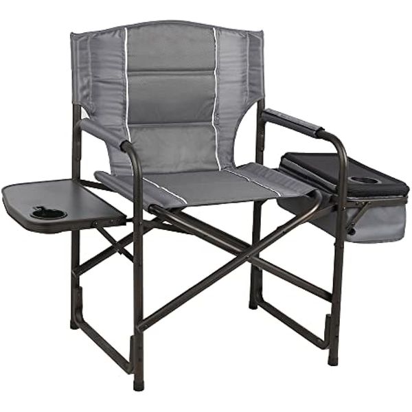 

laurel outdoor folding director s chair with cooler bag & side table gray