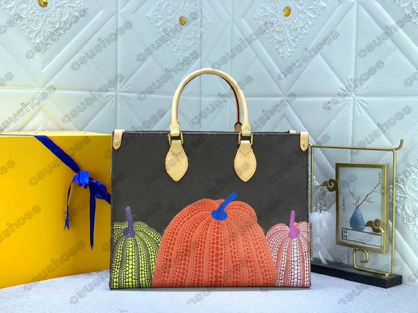 

flowers faces print x yk onthego bag mm gm large capacity fish pumpkins women crossbody tote shopping luxurys designers bags handbag m44925