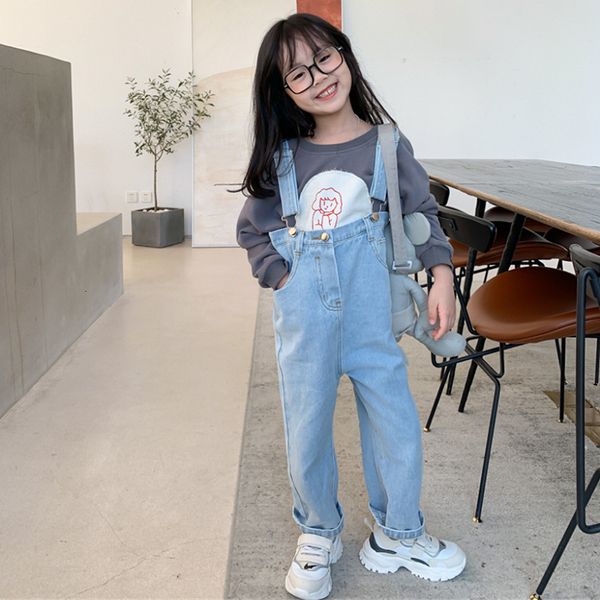 

overalls spring autumn girls casual suspender jeans pant baby kids children overall denim trousers 230414, Blue