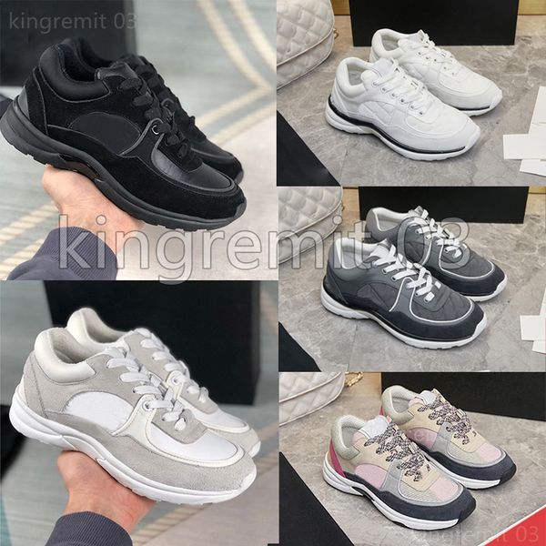 

designer calfskin casual shoes suede reflective sneakers vintage leather trainers gold silver trainer fashion shoes patchwork shoe platform, Black