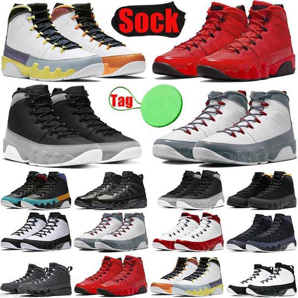 

fire red jumpman 9 9s mens basketball shoes particle grey change the chile world gym university gold racer blue bred men trainers sports goo, Black