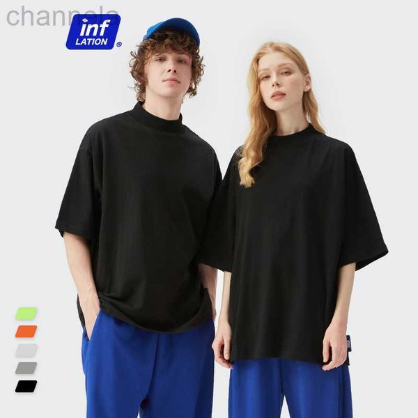 

men's t-shirts inflation basic classic t-shirt summer 100% cotton short sleeve t-shirts men drop shoulder oversized tees couple matchin, White;black