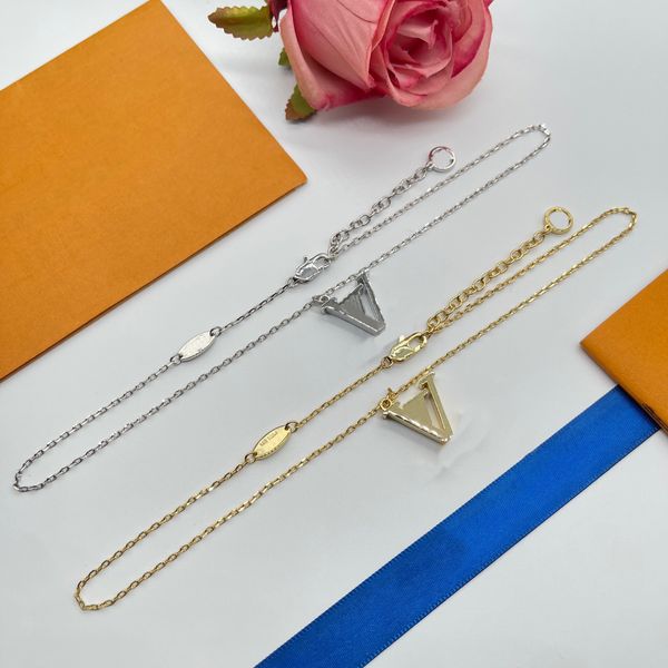 

women luxury designer pendant necklaces louisity brand fashion jewelry metal letter viutonity crystal for woman trend chains necklace cjewel, Silver