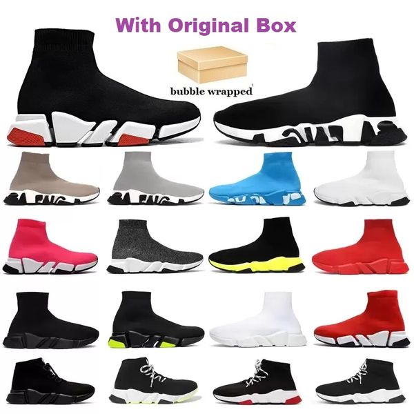 

2022 casual shoes designer sock speed runner trainers 1.0 lace-up trainer women men runners sneakers fashion socks shoes walking running spo, Black