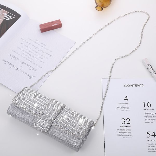 

evening bags women evening clutch bag diamond sequin wedding clutch purse handbag party banquet black gold silver two chain shoulder bag 230