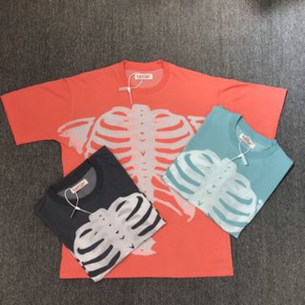 

plus size men t-shirts vintage kapital rib x-rays pictures oversized t-shirt streetwear tee women short sleeves tees heavy weight big tall h, White;black