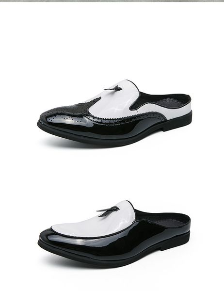 

men loafers slip on casual sandals walking shoes designer men half slippers comfortable soft slippers shoes, Black