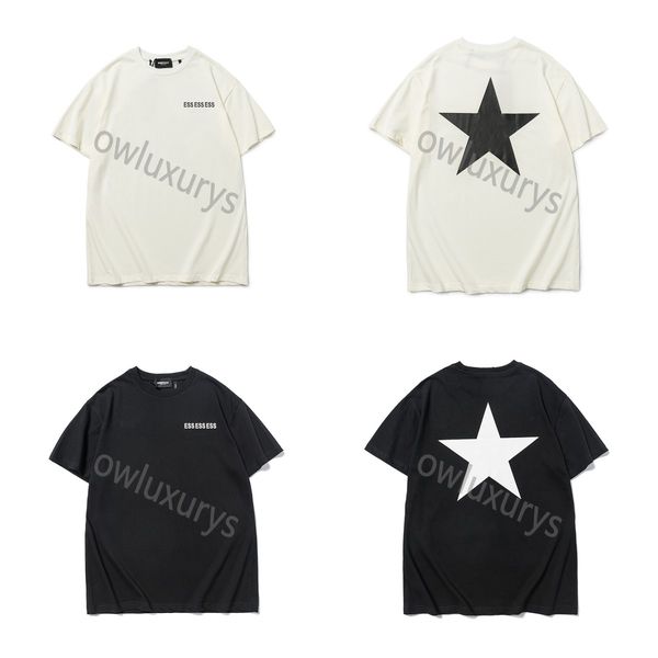 

23ss new essen style t-shirt men's t-shirts back pentagram short sleeve essen t-shirt men's and women's same fears style ofgo, White;black