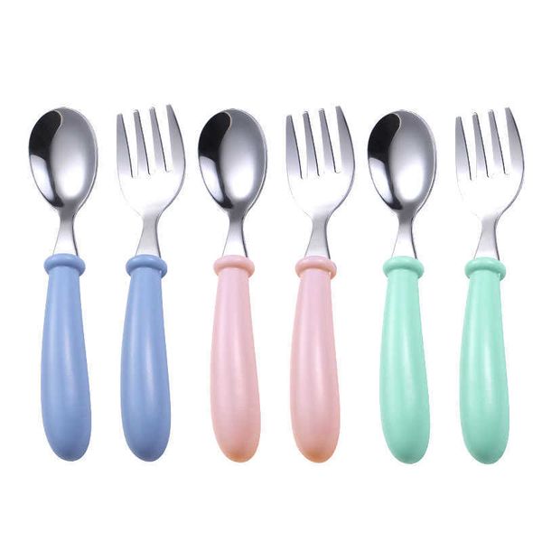 

cups dishes utensils 2pcs baby gadgets tableware set children utensil stainless steel toddler dinnerware cutlery cartoon infant feeding spoo