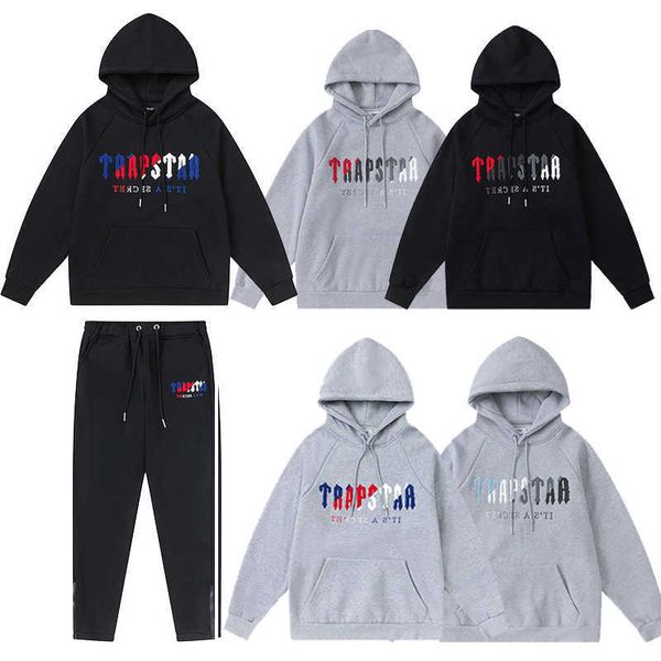 

trapstar designer men hoody hoodies pullover sweatshirts loose long sleeve hooded jumper mens high street women clothing us size 2023 sprin, Black