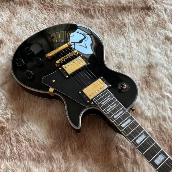 

1960s black custom electric guitar gold hardware classical version factory direct