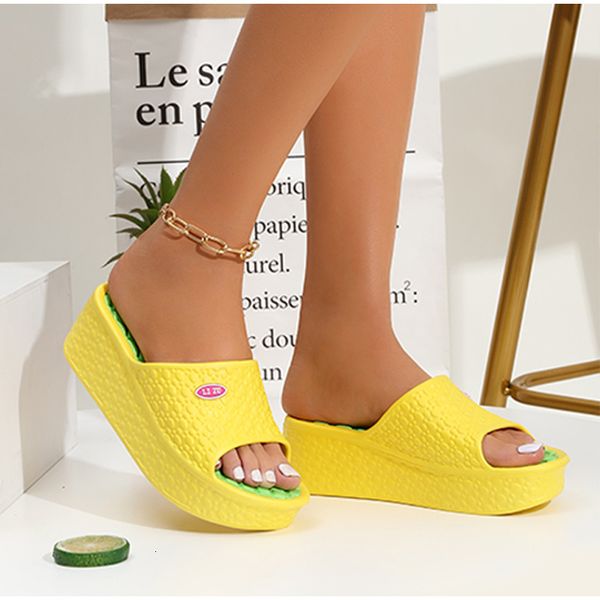 

slippers summer woman thick bottom platform open toe females shoes solid non slip ladies sandals wear resistant slides 230414, Black