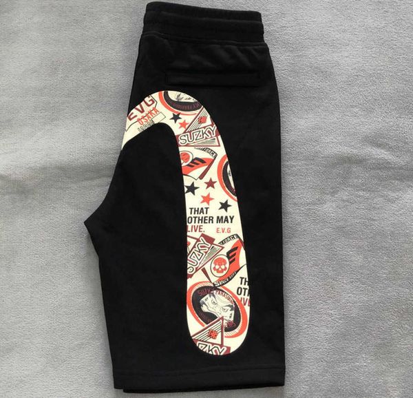 

men s shorts harajuku y2k gym evisued casual japanese fashion brand m printed wide leg summer clothings, White;black