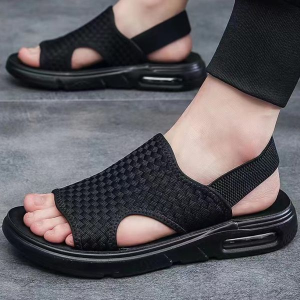 

sandals beach sandal for men casual round toe solid color plus size sports slippers outdoor lightweight shoes sandalias verano hombre 230328, Black