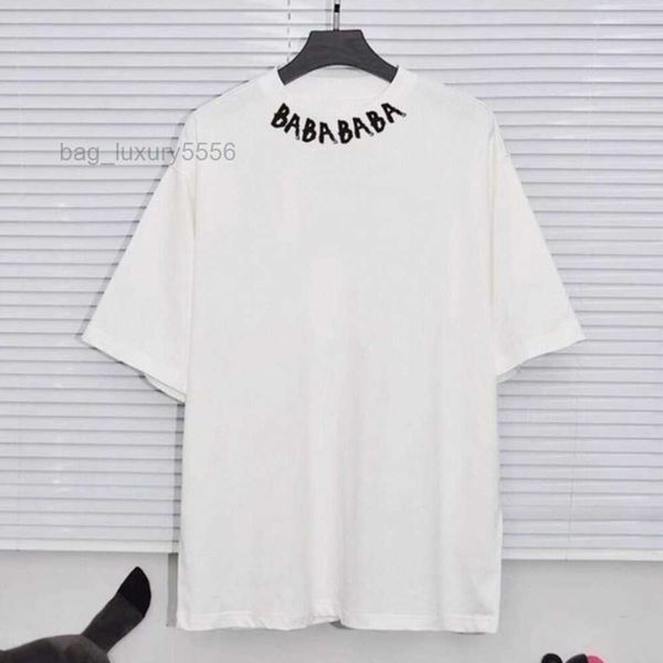 

fashion t shirt mens women designers t-shirts tees apparel man summer tee shirt with big letters in neck luxurys clothing street shorts sle, White;black