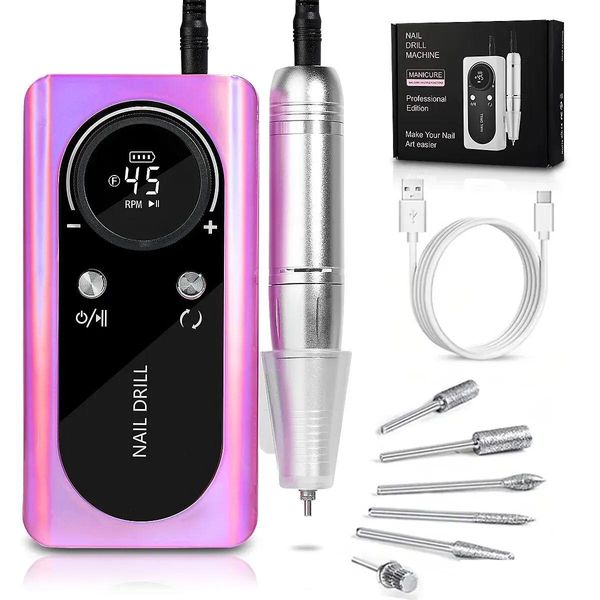 

& Accessories 45000Rpm Nail Drill Hine Electric Portable File Rechargeable Sander For Gel Nails Polishing Home Manicure Dro Otfs9