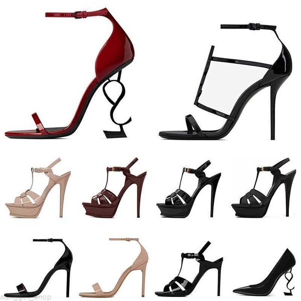 

women luxury dress shoes designer high heels sandals opyum pumps stiletto heel leather open toes party wedding sneakers size 35-42 good, Black