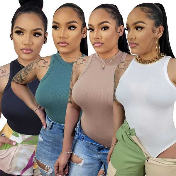 

2023 summer womens designer clothes casual tank ladies super bullet pit stripe fashion piece solid color versatile vest bodysuit, White