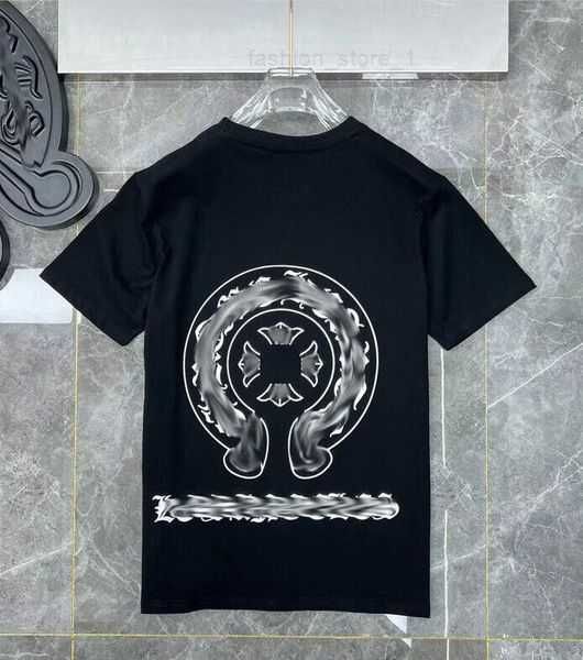 

chromes men's t-shirts fashion t shirts ch white short casual embossed letter horseshoe sanskrit cross pattern designers tees mens 22 x, White;black