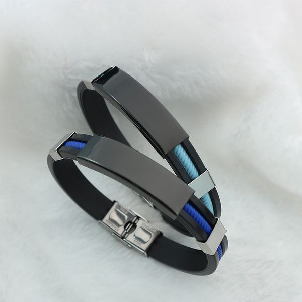 

fashion silicone link bracelet sports style wristband jewelry, Black
