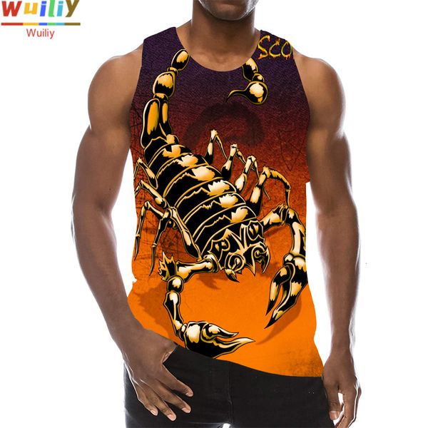 

men' tank scorpion for men summer poison graphic 3d print sleeveless sport gym novelty beach hip hop la animal run vest 230414, White;black