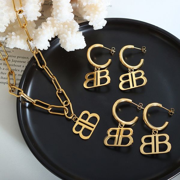 

classic design bb pendant necklace earring jewelry for women gift, Silver