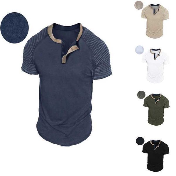 

men clothing designer casual polo shirt short sleeved t shirt button neck cycling hiking leisure pleated blouses, White;black