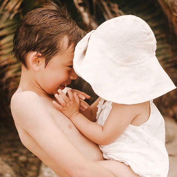 

m586 infant baby summer hat cotton linen beach kids sun hat for girls boys accessories big brim children bucket hats outdoor wear 2m-4y, Yellow