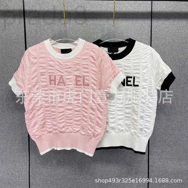 

women's hoodies & sweatshirts designer 2023 spring/summer new product small fragrance style short sleeve fit t-shirt correct version st, Black