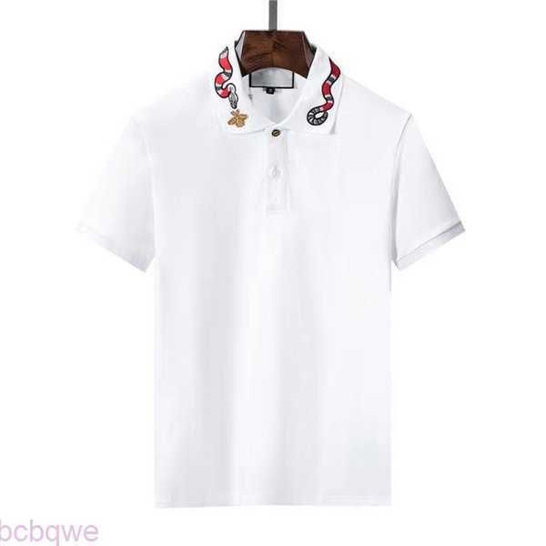 

polos t-shirts men fashion mens casual luxury t shirt embroidered tees medusa cotton snake pattern polo-shirt collar polo shirts asian size, White;black