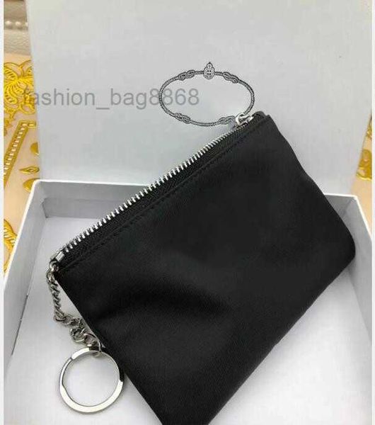 

luxury designer key chain nylon canvas pouch men women mini wallets keychains black zip pocket purse lover keychains card holders keyring fa, Silver
