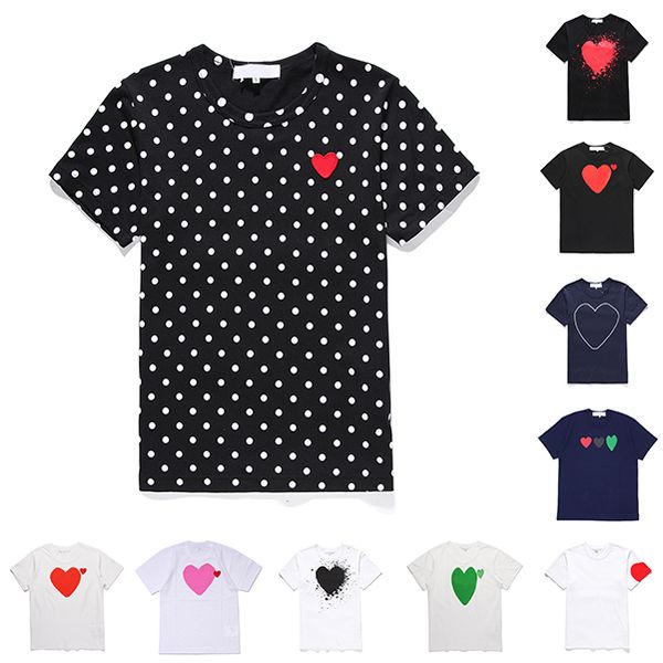 

play fashion mens play t shirt designer red heart shirt casual women commes des shirts badge quanlity tshirts cotton embroidery short sleeve, White;black