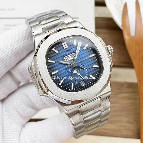 

fashionable high-quality men's watch with automatic mechanical movement elegant blue black dial stainless steel case crystal glass date, Slivery;brown