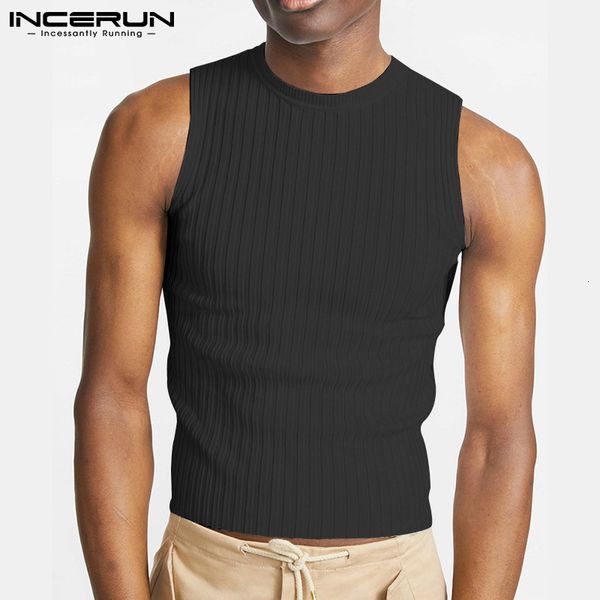 

men' tank incerun solid color o-neck sleeveless breathable casual vests streetwear skinny leisure clothing -5xl 7 230414, White;black